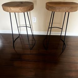 Pair of Mango wood Stools  29 1/2” High 