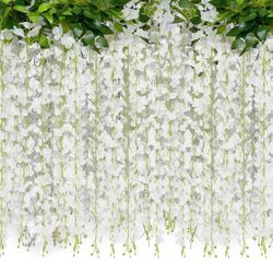 40 glycine branches 6 feet long artificial flower pendants, artificial white vine silk glycine flower garland for wedding bow, party, garden,