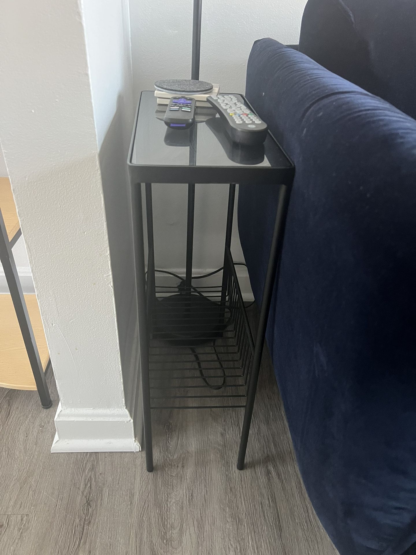 Black Glass/Metal Rectangular Side Table