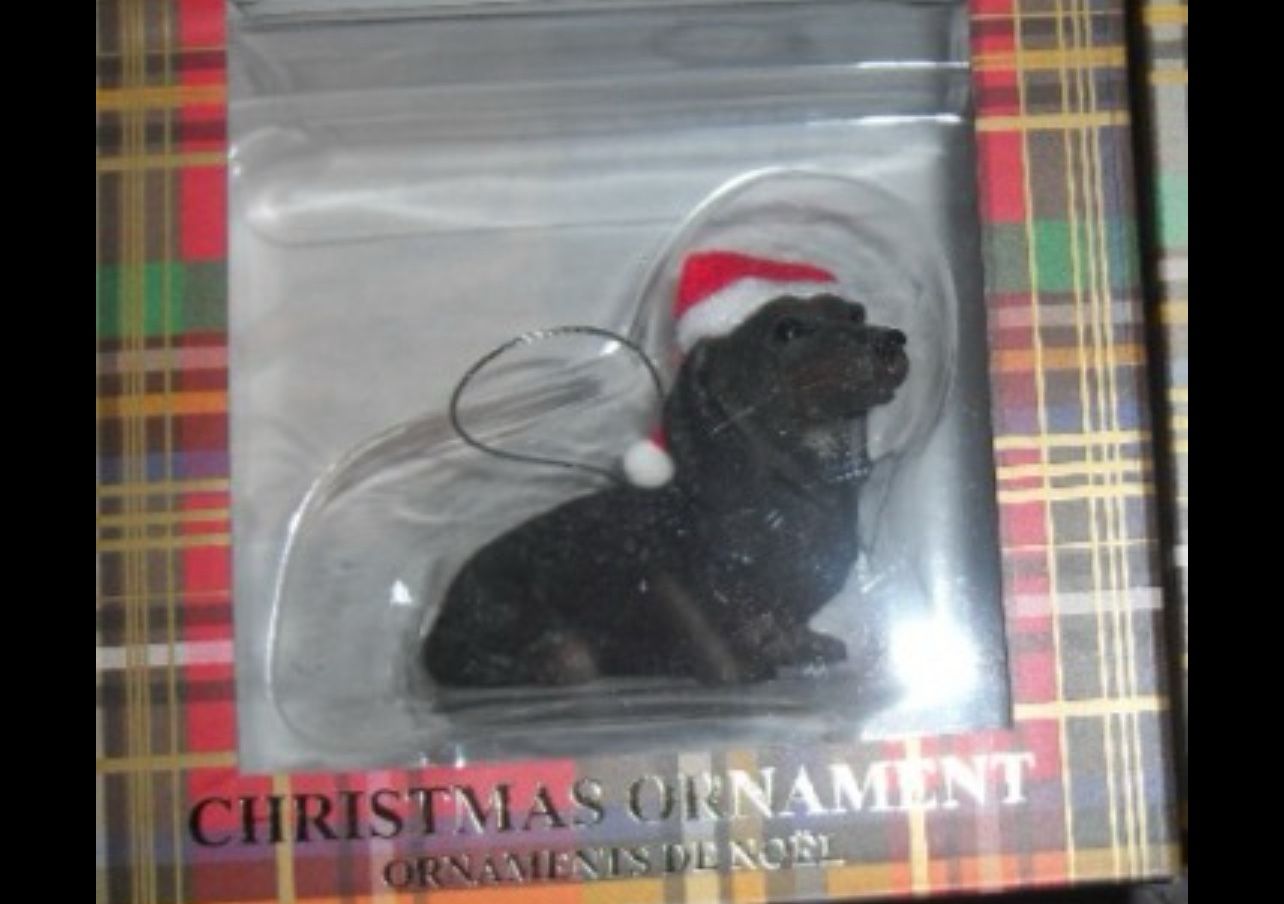 Sandicast Black Weiner Dachshund Dog Christmas ornament