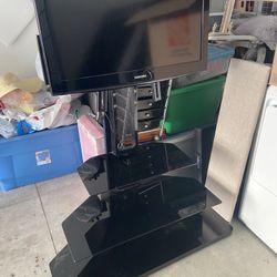 3 Tier Black Smoked Glass Tv Stand