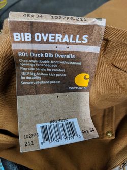 New Carhartt R01 Duck bib overalls 46x34