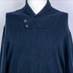 Men's Banana Republic Blue Shawl Collar Professor Ribbed Pullover sz L