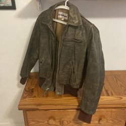The Sharper Image Vintage Leather Bomber Jacket