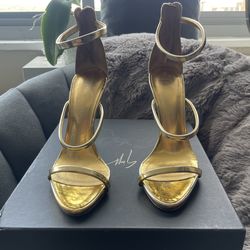 Giuseppe Zanotti Gold Metallic Leather Harmony Sandals