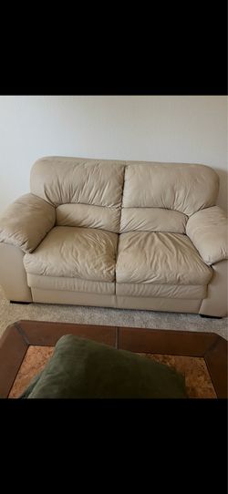 Beige Leather Loveseat – Great Condition – $250 OBO