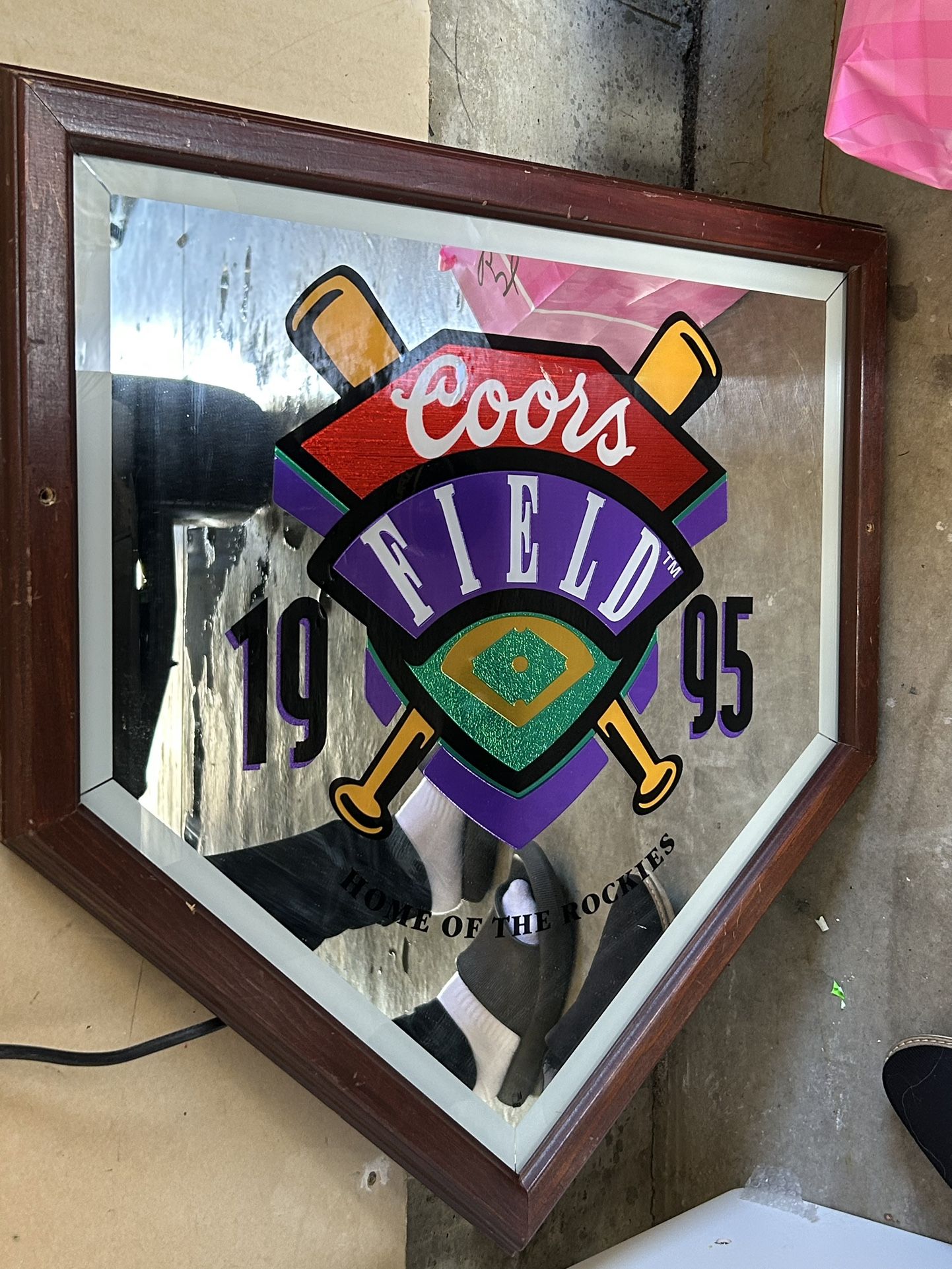 1995 COORS FIELD WOOD FRAMED MIRROR - INAUGURAL SEASON