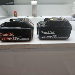 Makita 5.0Ah 18v Lithium-Ion Battery Pack X2