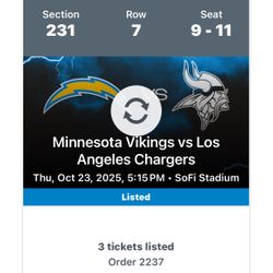 Chargers versus Vikings Thursday night $ 165