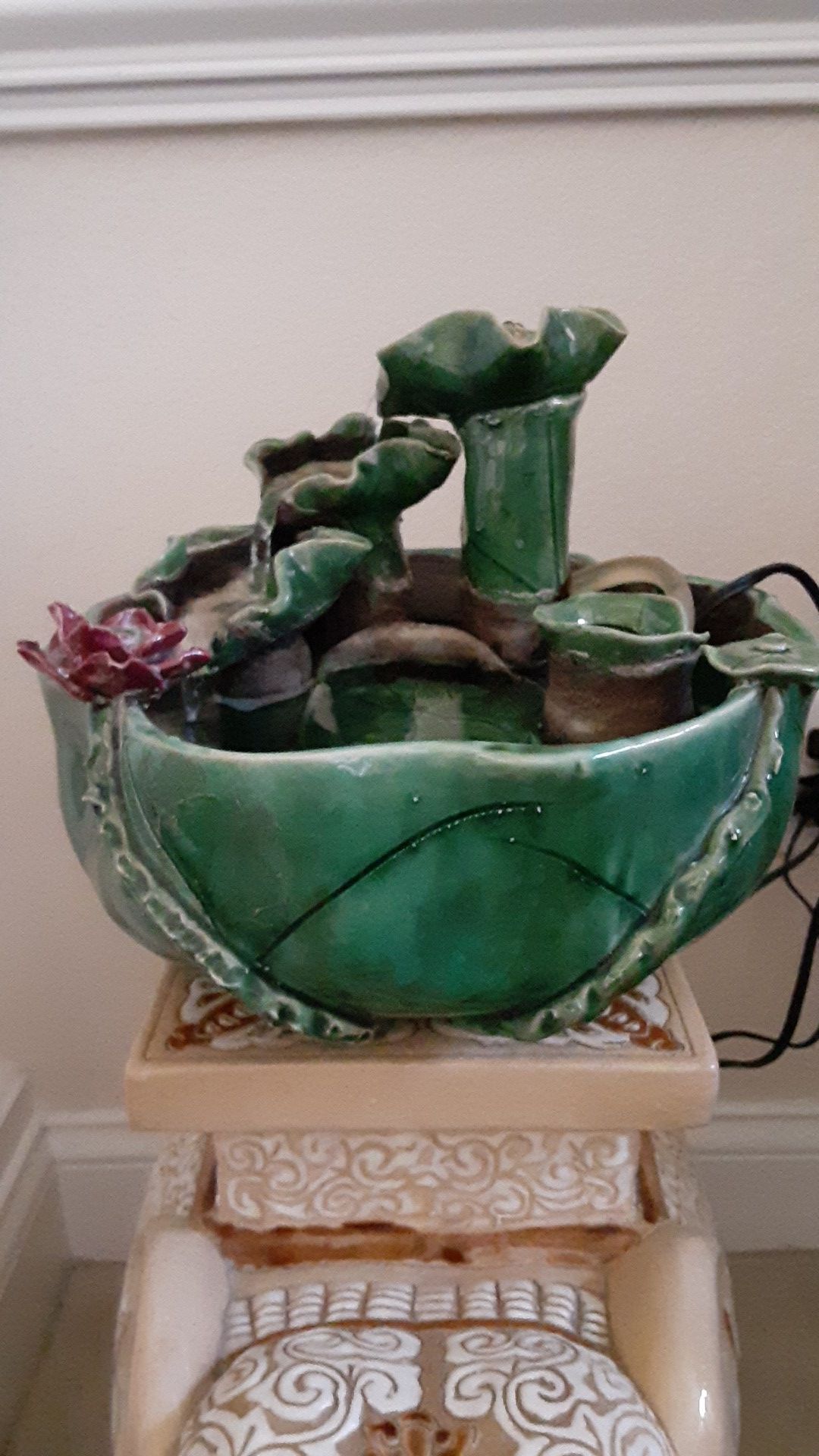 ORIENTAL DECOR A LOTUS THREE STEP WATER FOUNTAIN