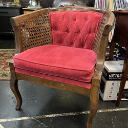 Red Velvet Cane Chair 