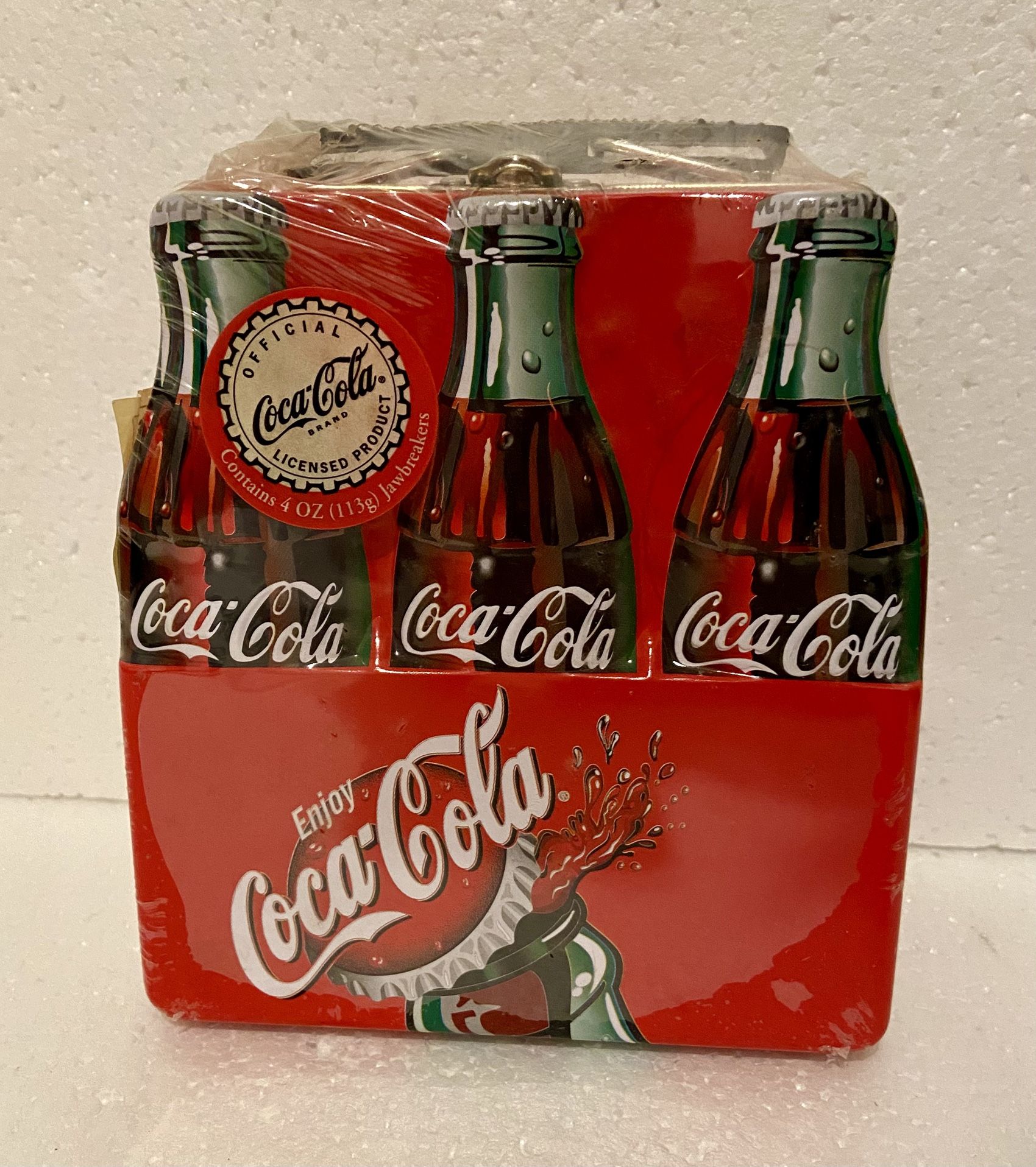 Brand New - Original - Coca Cola Bottle Lunch Box with 4 oz. Bag of Jawbreakers