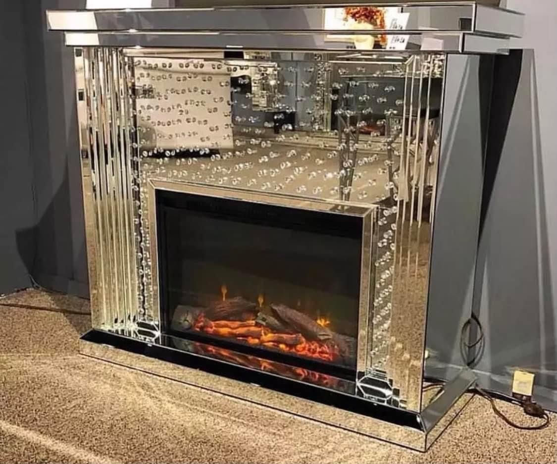 New Electric Fireplace Encrusted Crystals