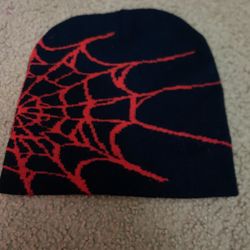 Red And Black Spider Web Beanie 