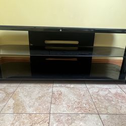 100+ Inch Black Glass TV Stand