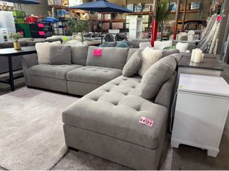 Grey Fabric Sectional with Power Footrest