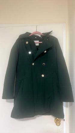 Women’s GUESS Double-Breasted Hooded Jacket - Dark Green (Size L)