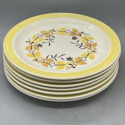 Set Of 7 Homer Laughlin butterfly Ironstone Dinner Plates 