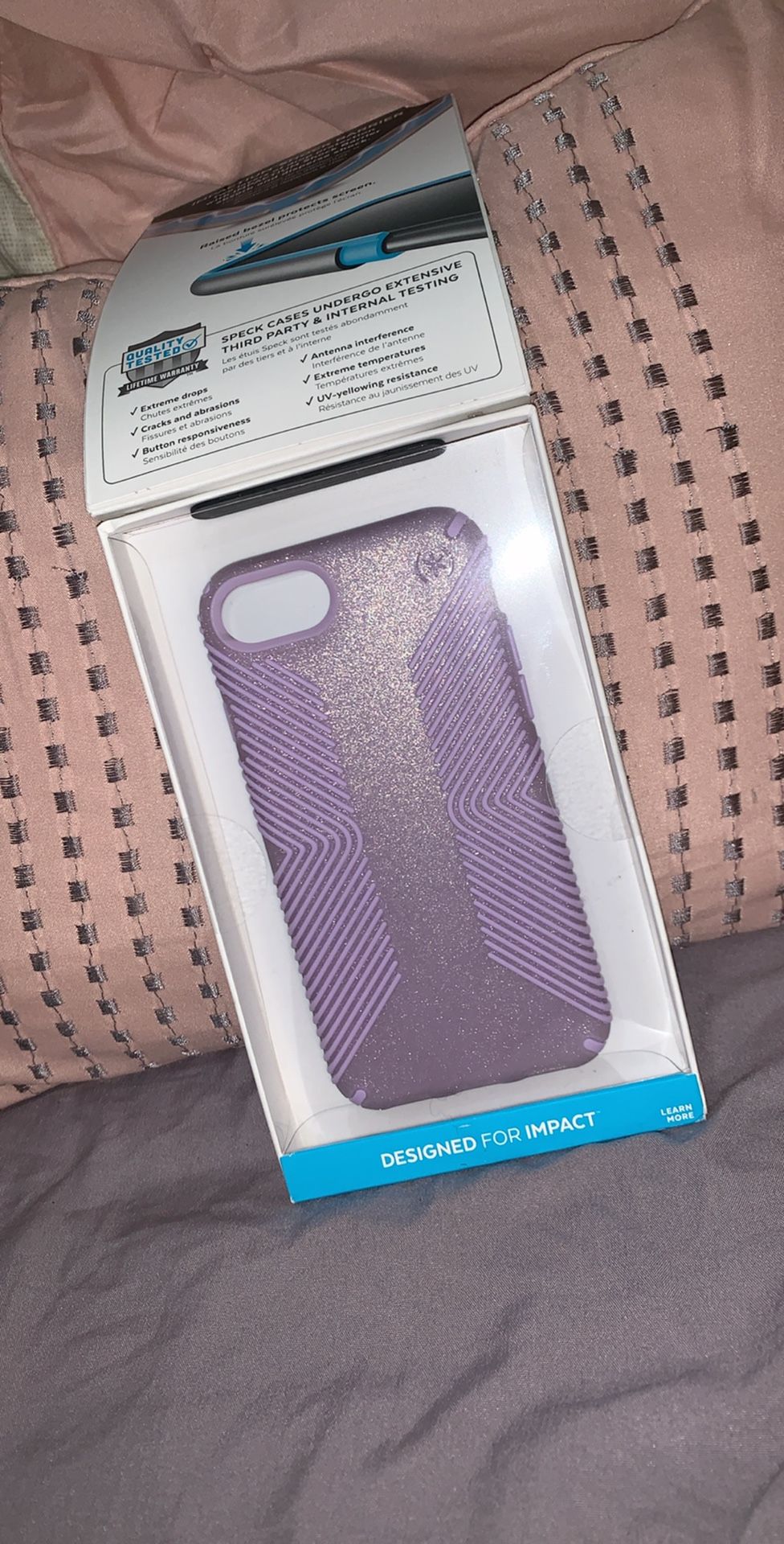 Speck Products Compatible Phone Case Apple iPhone 8/iPhone 7/iPhone 6S/6, Geode Purple Gold Glitter/Taro Purple