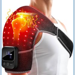 New-Red Light Therapy for Shoulder with Heat & Massage, 6 Modes 5000mAh Cord-Free Controller Infrared Light with 216 Beads 660nm & 850nm Portable Heat