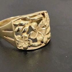 14k Solid Gold Hawaiian Ring