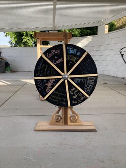 Handmade Wooden Spinner Wheel With Chalkboard Face