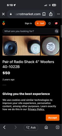 Radio Shack 4" Woofers 40-1022B – Pair