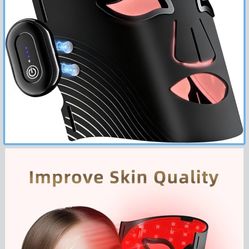 Red Light Therapy for Face, Wireless 4 Modes LED with 850nm NIR, 2 USB C Rechargeable Controllers, Red Light Therapy Mask for Anti-Fine Line, for Home