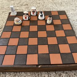 Adorable Chess Set (Ajedrez) With Painted Pieces