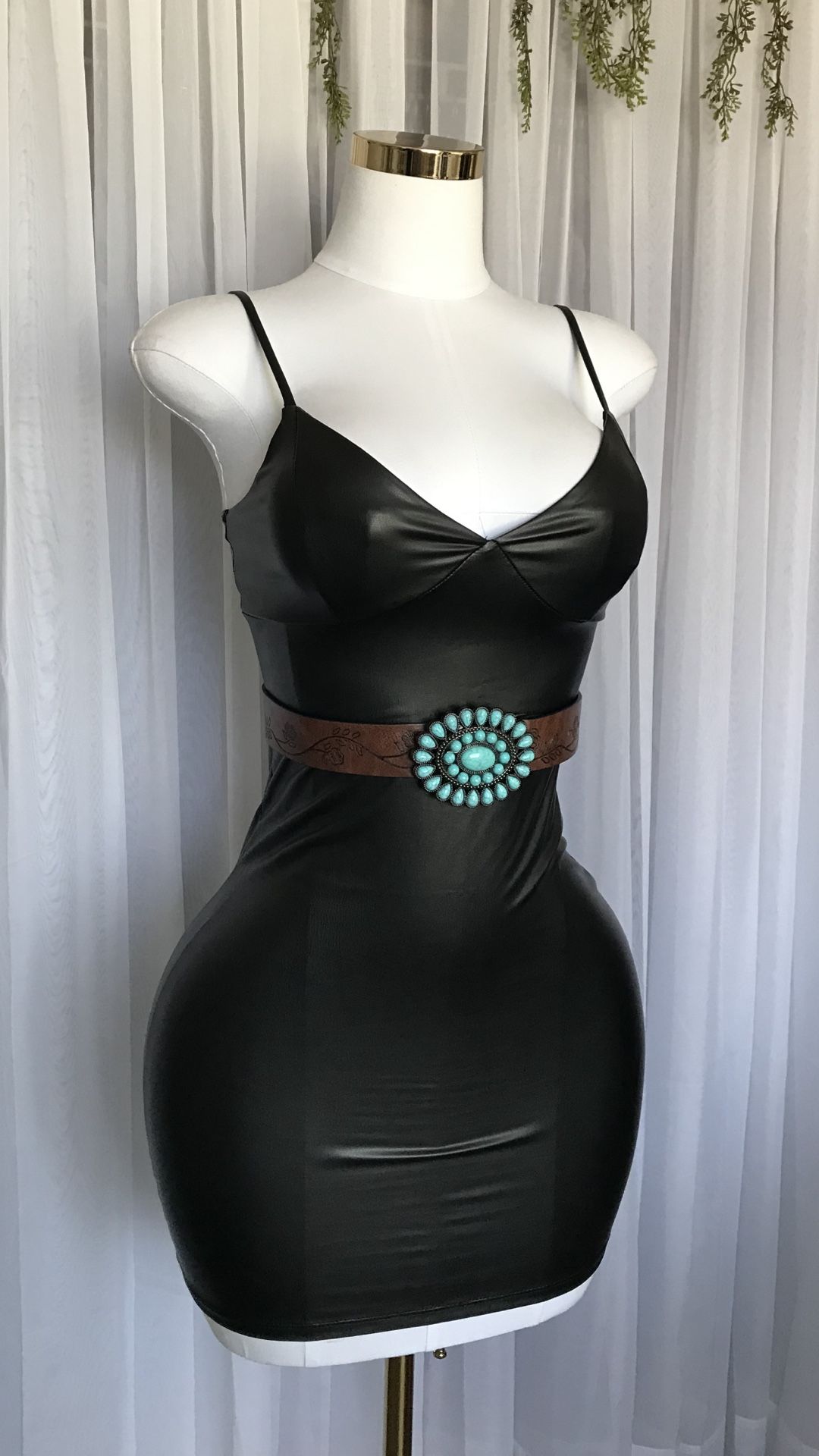 Western Turquoise Faux Stamped Leather Belt
