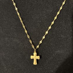 Jewelry Cross Necklace Gold Plated Stainless Steel 