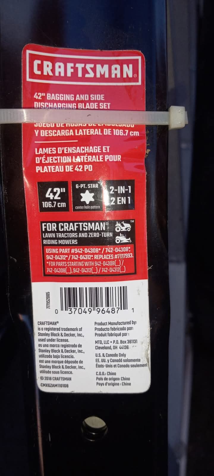 Craftsman 42-in Ride On Blades
