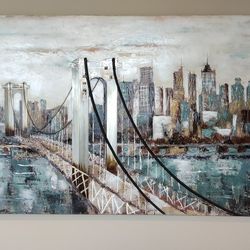 Manhattan Bridge Wall Painting Art 3D