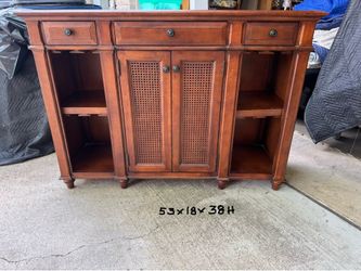 buffet bar cabinet Wood with Glass hanging slots