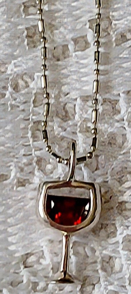 New Silver Garnet stone wine Glass Charm Necklace !!!6