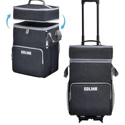 72-Can Large Rolling Cooler, Leakproof Insulated Soft Cooler Bag with Wheels and Handle, Grey New