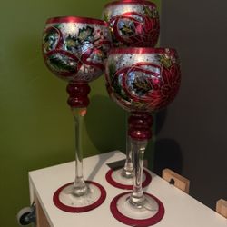  Glass Candle Holders Christmas Decor