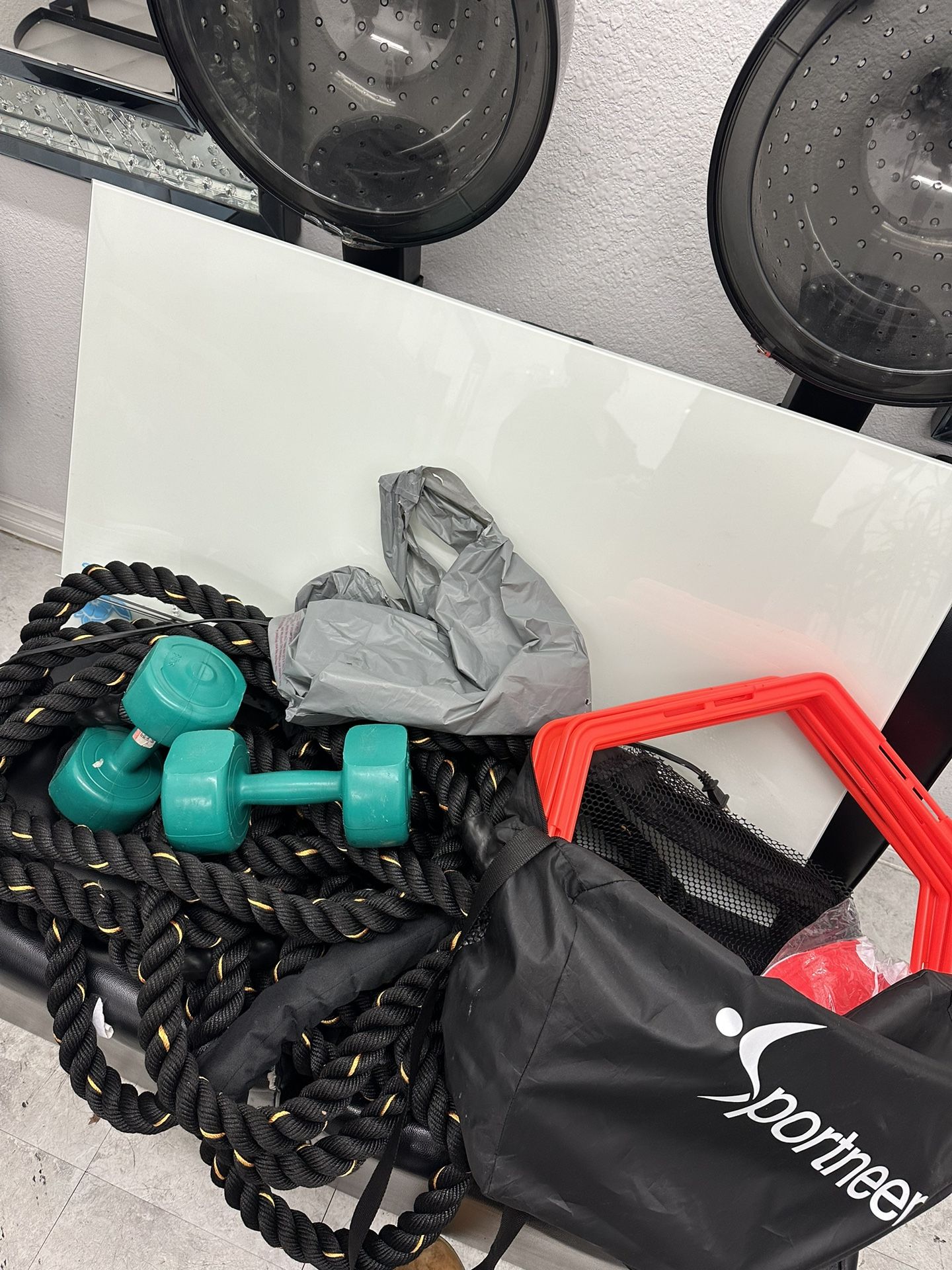 Glass Whiteboard Battle Ropes And Cones