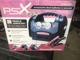 Vehicle jump start with built in air compressor