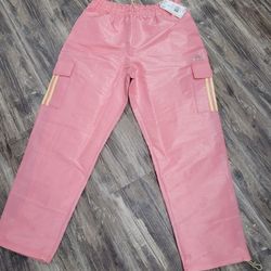 New Adidas Sun Womens shimmer. Pink COLOR CARGO Track PANTS . Sz. L