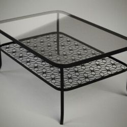 Glass And wire Flower coffee Table