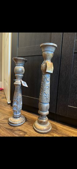 Hand Carved Candle Holders New