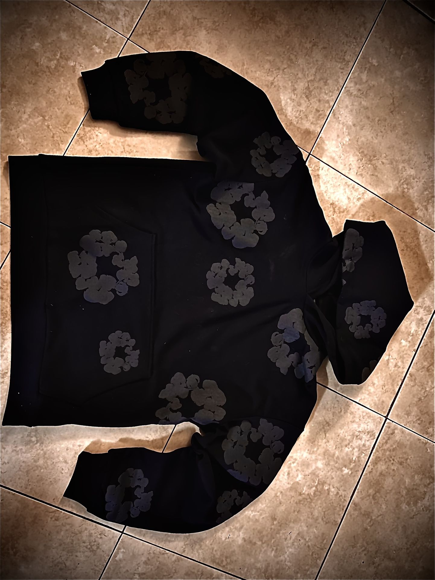 Denim. Tear Hoodie Black Size M