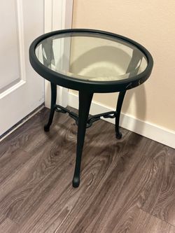 Metal and glass table or plant stand