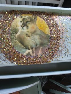 Hand painted and detailed Cougar dresser