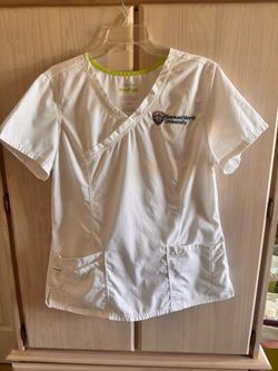 Landau ProFlex White Scrub Top Samuel Merritt University