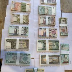 Huge Lot 50 Consecutive Uncirculated Foreign Notes In Each Pack