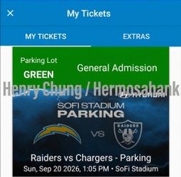 Raiders v chargers parking green lot sofi