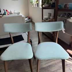 Two Mint Green Dining Table Chairs