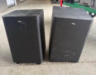 TCL wireless subwoofers speakers black pair need gone